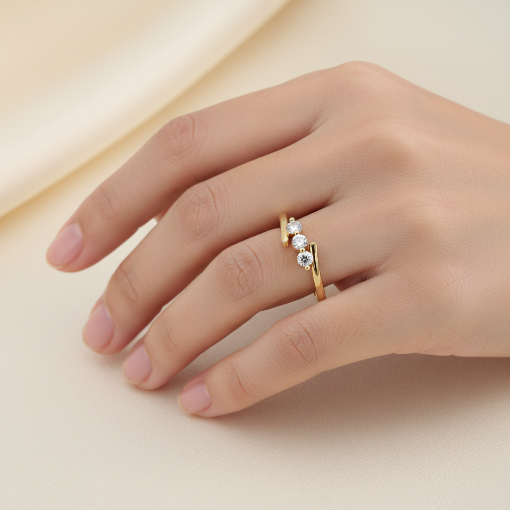 Trio Sparkle Ring – worn on hand | 925 Sterling Silver Jewelry by Cilhouette