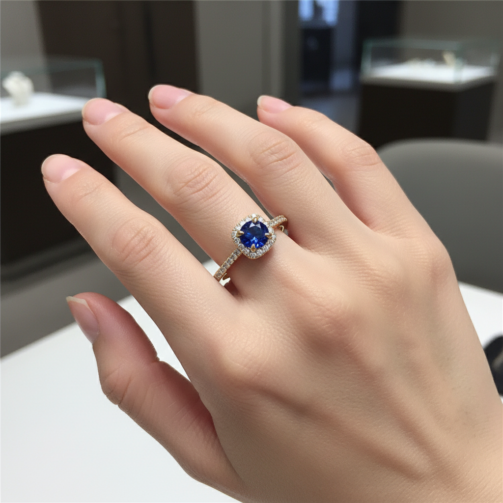 Royal Sapphire Halo Ring
