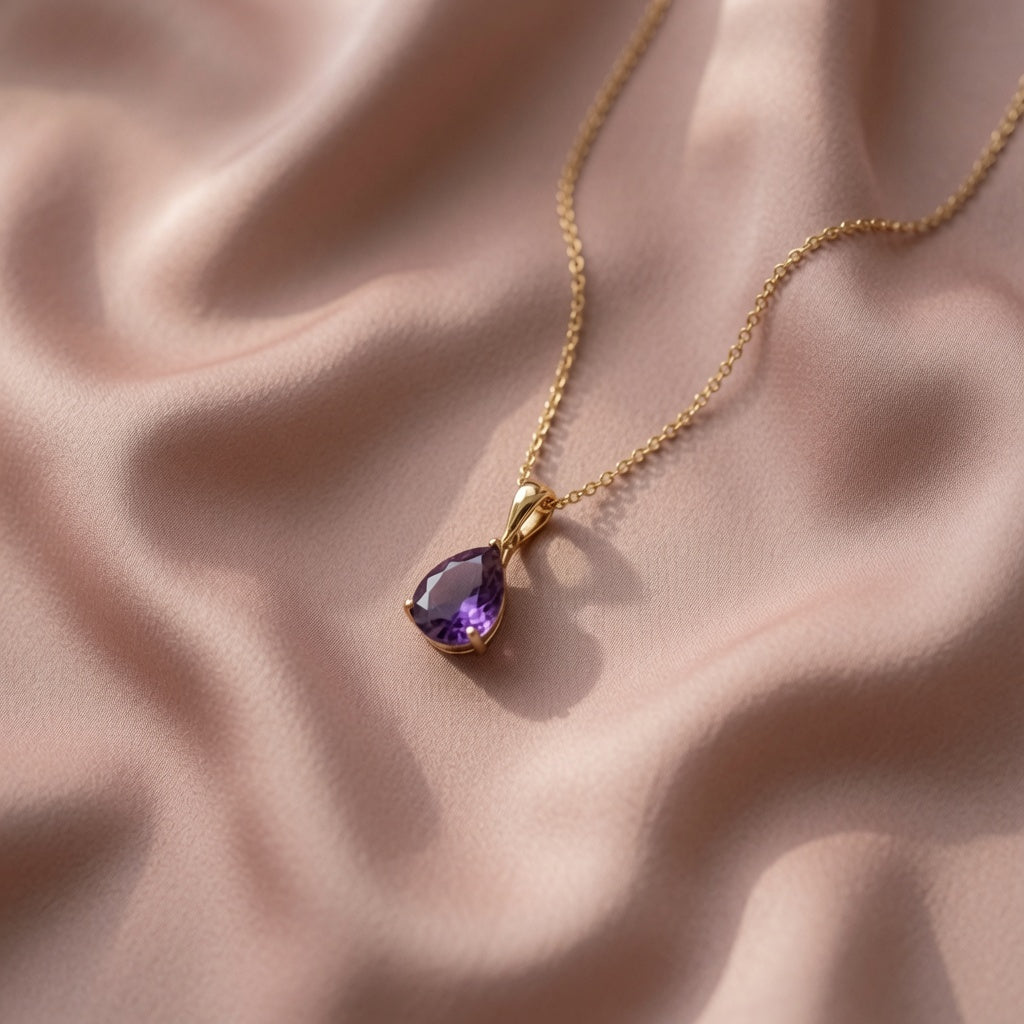 Amethyst Drop Pendant | 925 Sterling Silver Jewelry by Cilhouette