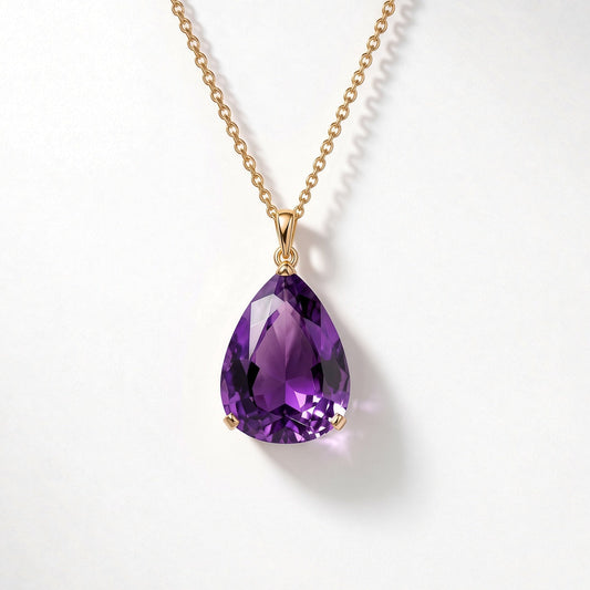 Amethyst Drop Pendant – front view | 925 Sterling Silver Jewelry by Cilhouette