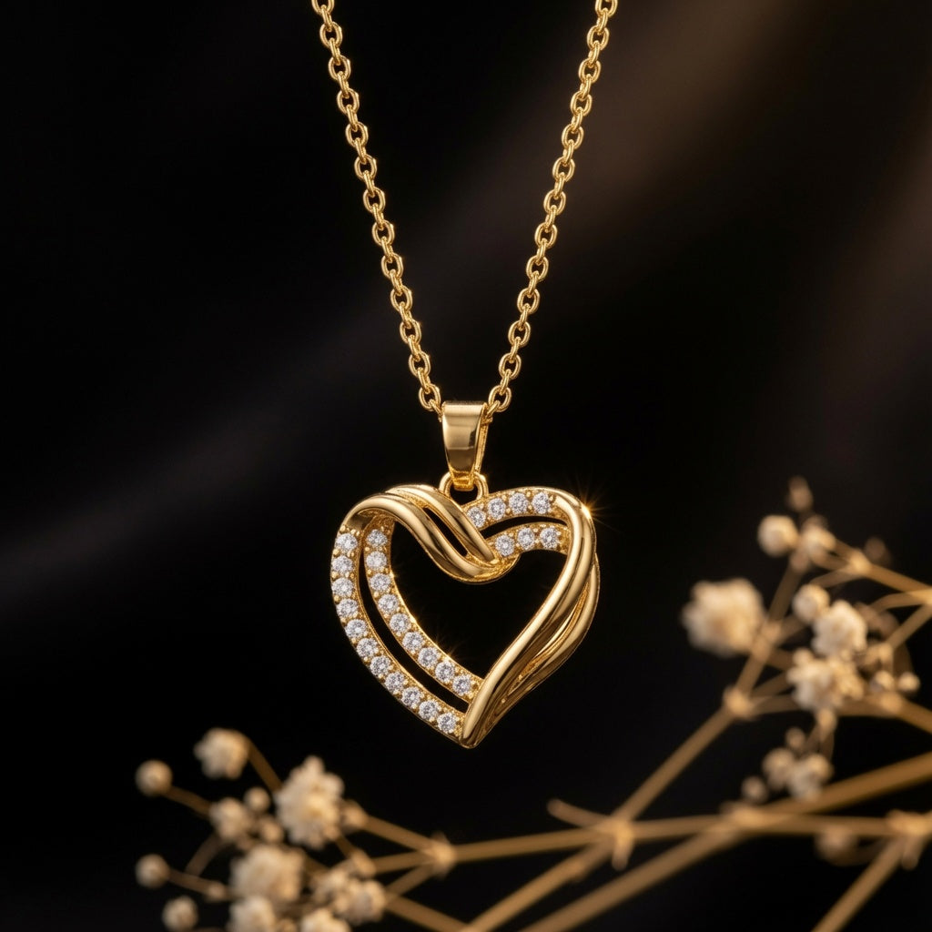 Amor Heart Pendant – on black background | 925 Sterling Silver Jewelry by Cilhouette