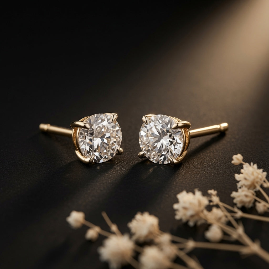 Classic Solitaire Studs – styled flat lay | 925 Sterling Silver Jewelry by Cilhouette