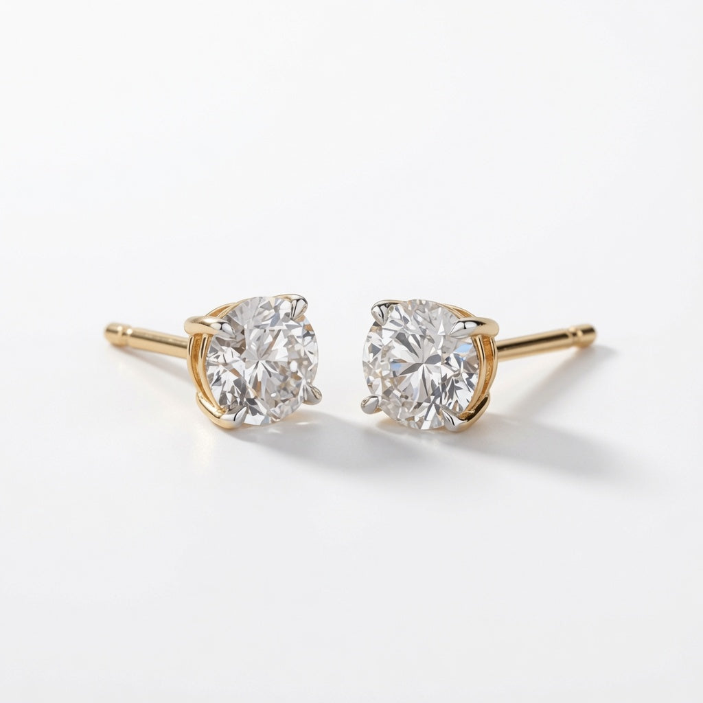 Classic Solitaire Studs – gold-plated | 925 Sterling Silver Jewelry by Cilhouette