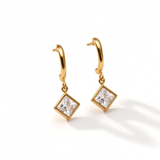 Drop Diamond Hoops – gold-plated | 925 Sterling Silver Jewelry by Cilhouette