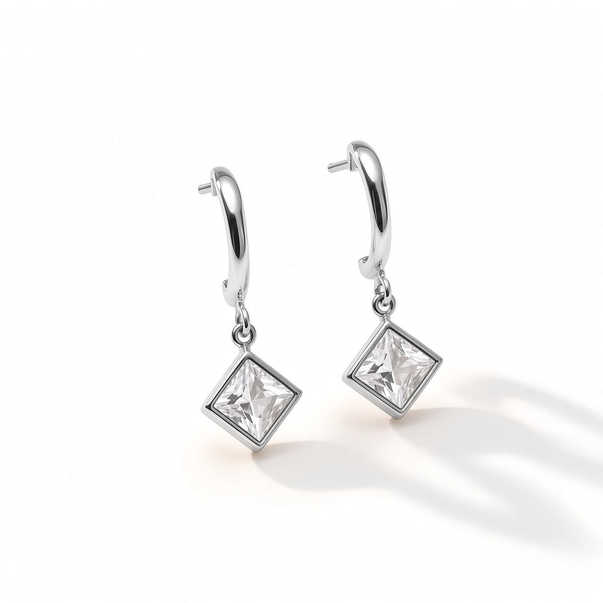 Drop Diamond Hoops – silver | 925 Sterling Silver Jewelry by Cilhouette