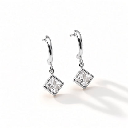 Drop Diamond Hoops – silver | 925 Sterling Silver Jewelry by Cilhouette