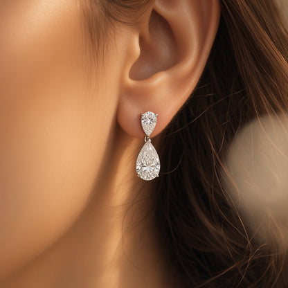 Duo Teardrop Earrings – close-up detail | 925 Sterling Silver Jewelry by Cilhouette