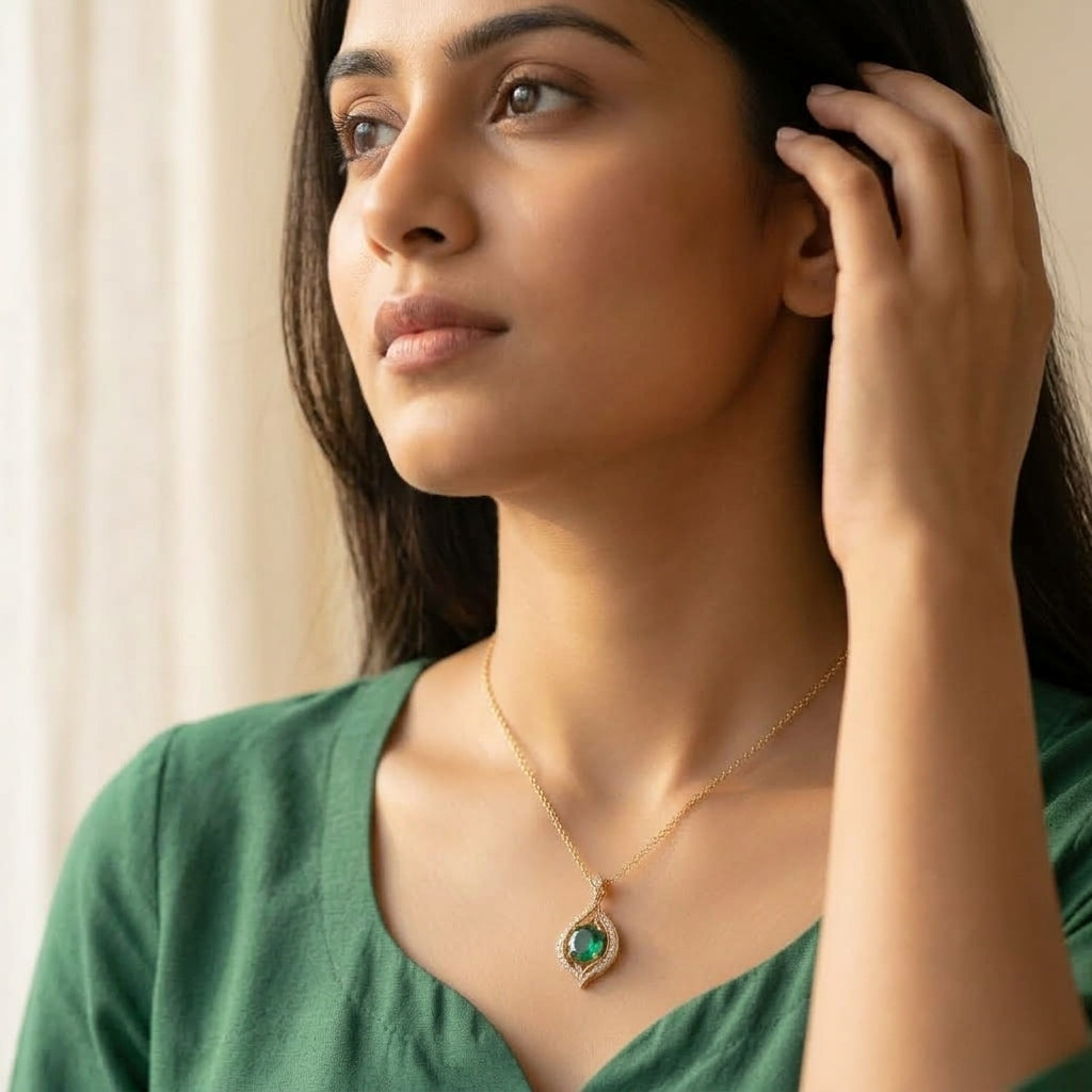 Emerald Leaf Pendant