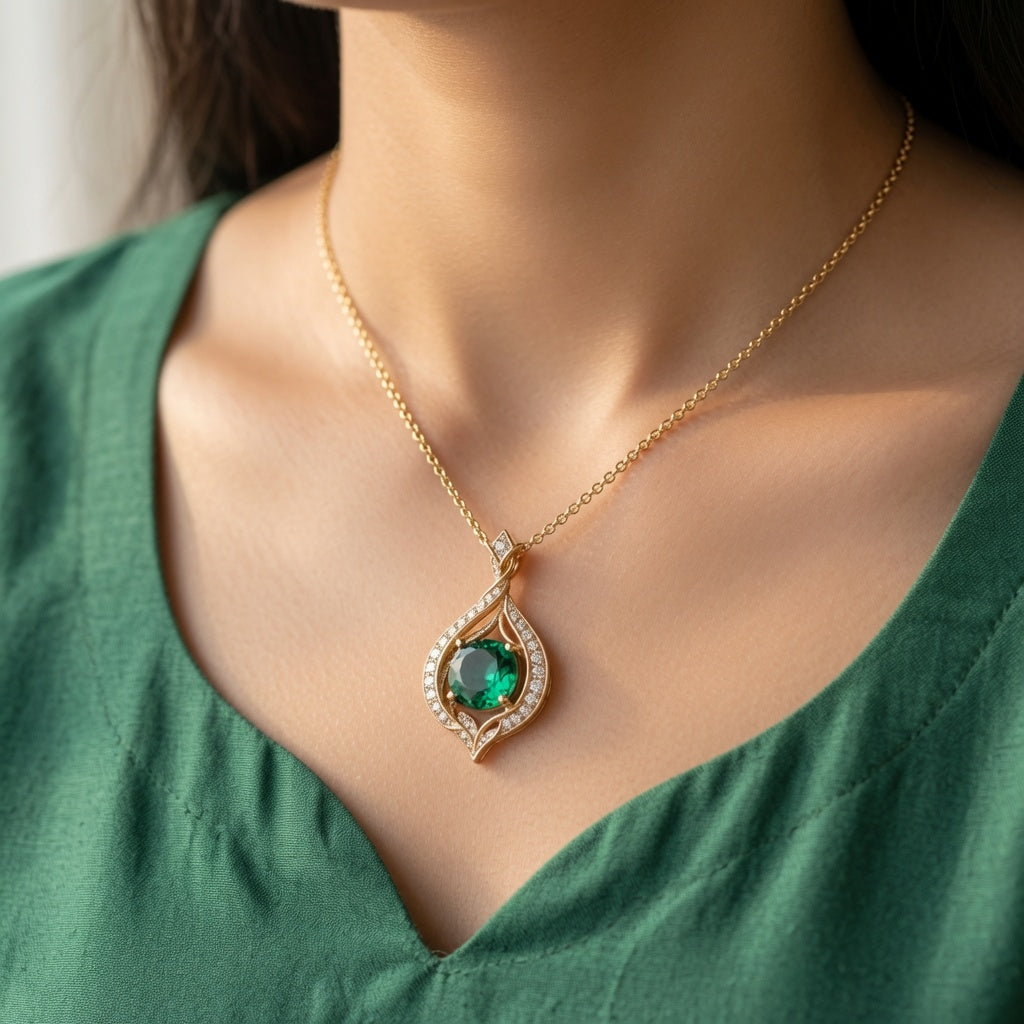 Emerald Leaf Pendant