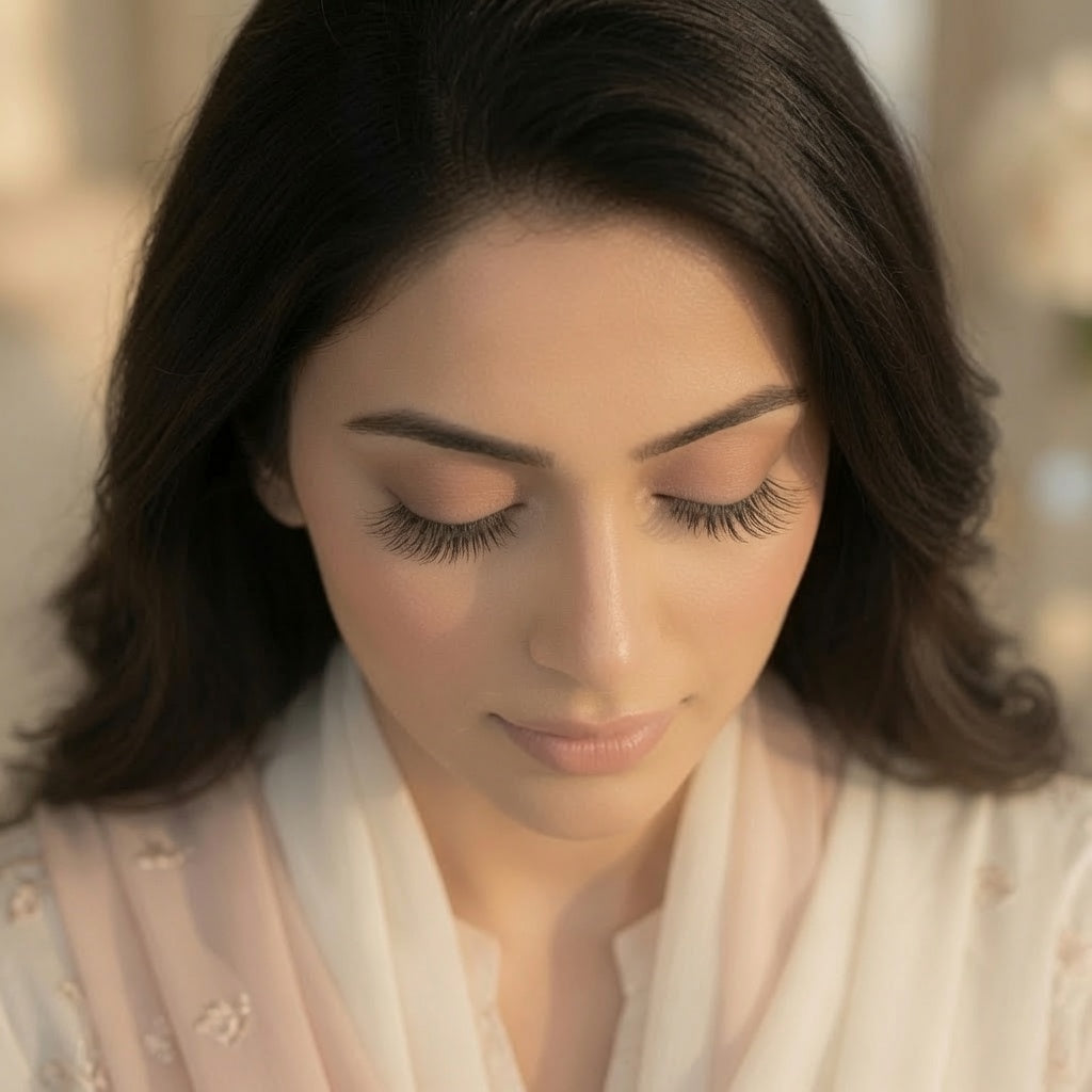 FEMME™ | Soft Volume Lashes — Elegant Day-to-Night Look – applied look, close-up detail | Faux Mink Eyelashes by Cilhouette