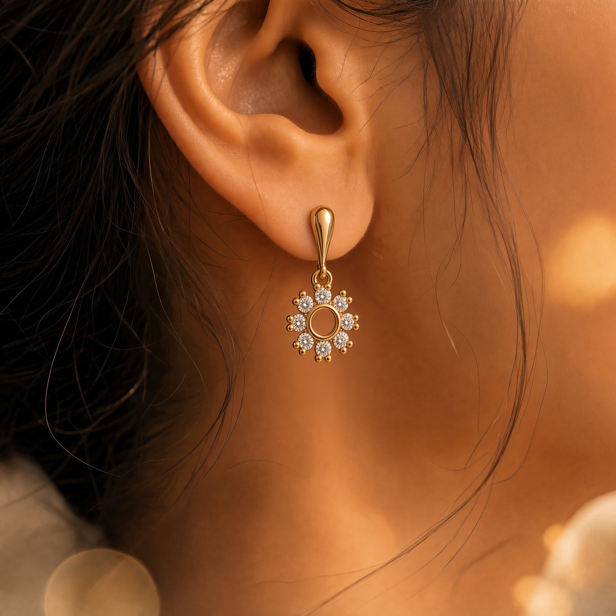 Floral Drop Earrings – close-up detail | 925 Sterling Silver Jewelry by Cilhouette