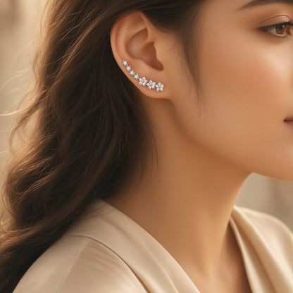 Floral Vine Climbers – worn by model | 925 Sterling Silver Jewelry by Cilhouette