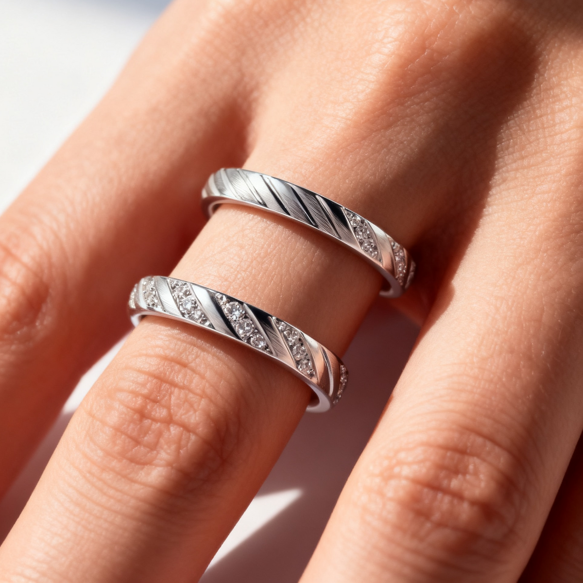 Frostline Etched Band | Minimal Textured Silver Ring | 925 Sterling Silver Jewelry by Cilhouette