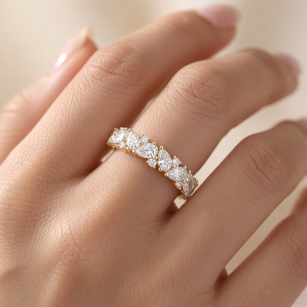 Glacier Eternity Ring – worn on hand | 925 Sterling Silver Jewelry by Cilhouette