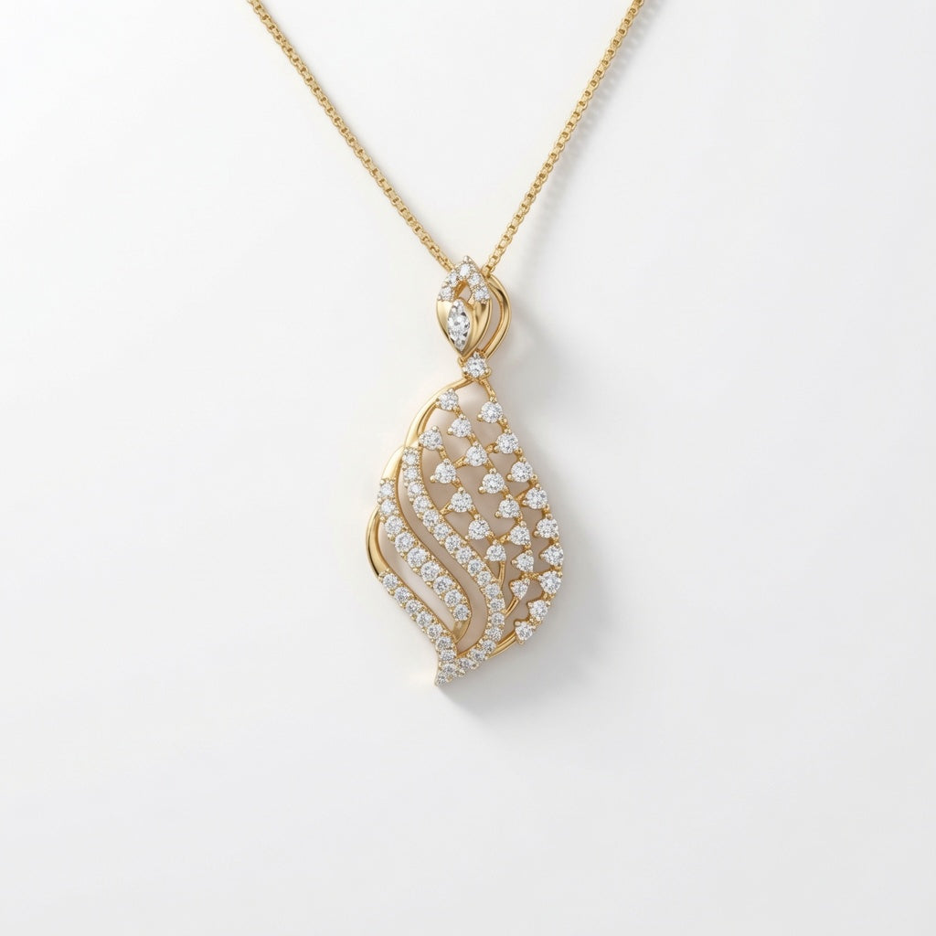 Golden Plume Pendant | 925 Sterling Silver Jewelry by Cilhouette