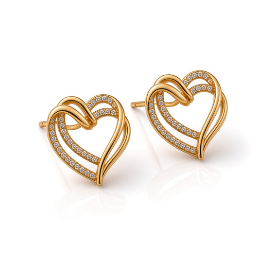 Heart Outline Earrings – gold-plated | 925 Sterling Silver Jewelry by Cilhouette