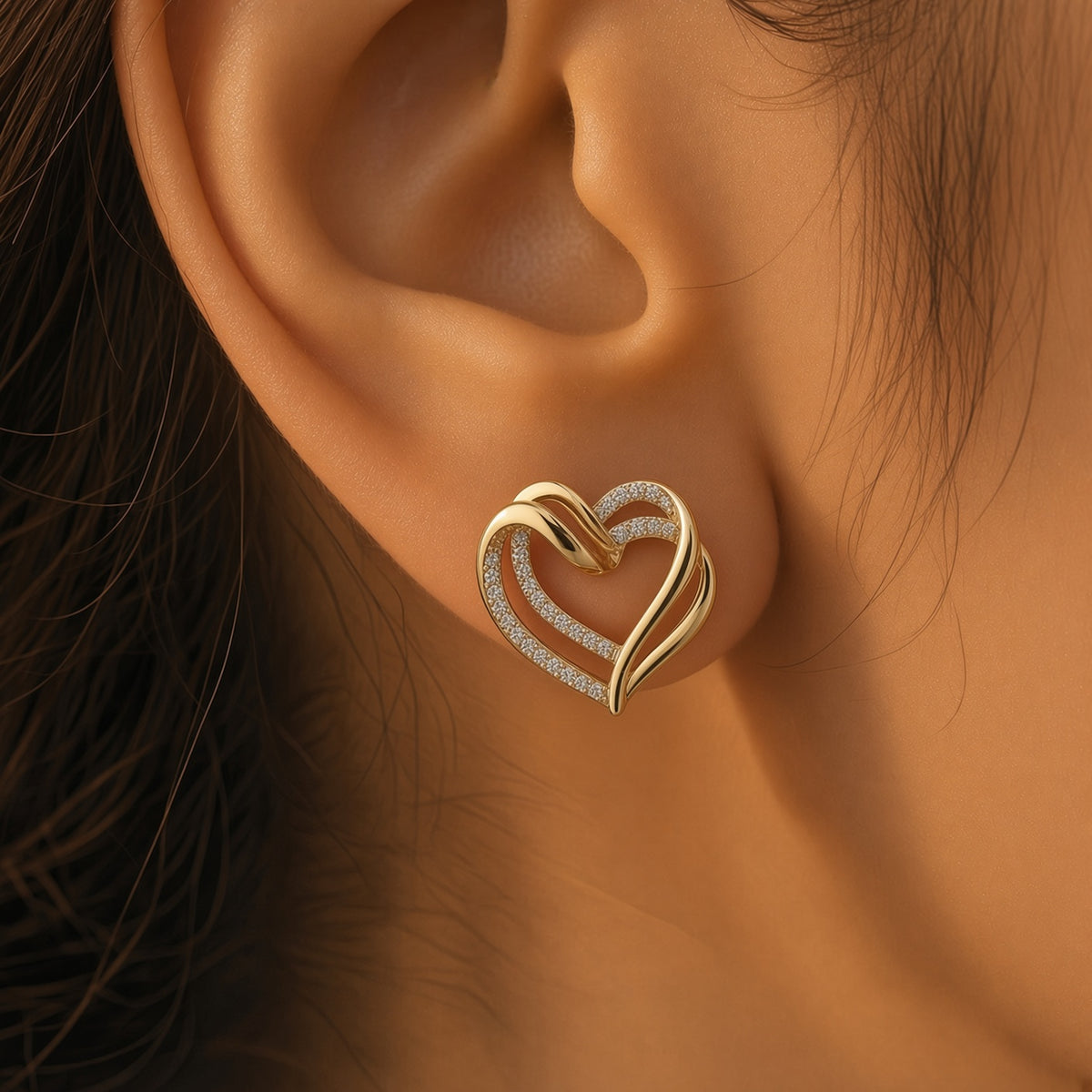 Heart Outline Earrings – close-up detail | 925 Sterling Silver Jewelry by Cilhouette