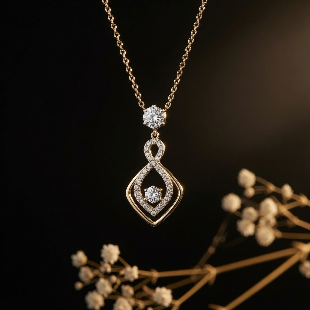 Infinity Drop Pendant – on black background | 925 Sterling Silver Jewelry by Cilhouette