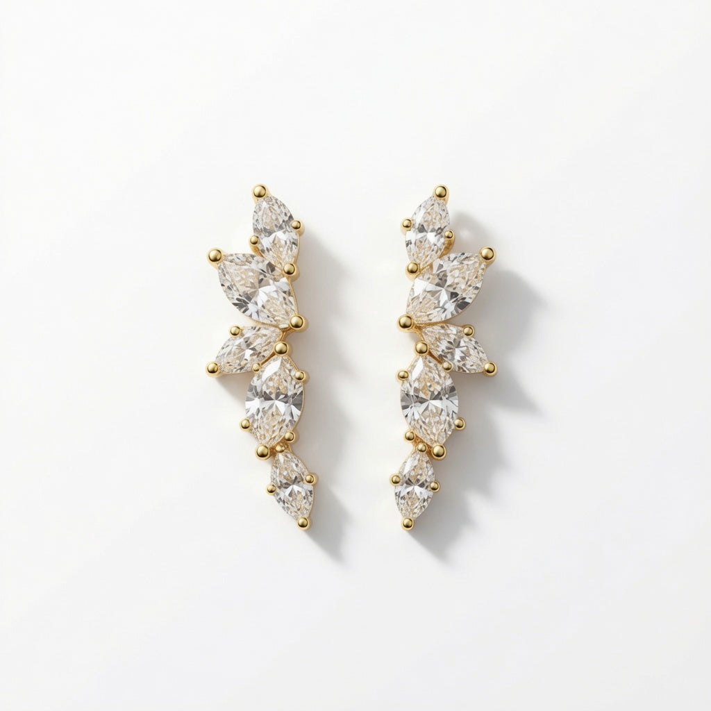 Leaflet Climber Studs – gold-plated | 925 Sterling Silver Jewelry by Cilhouette