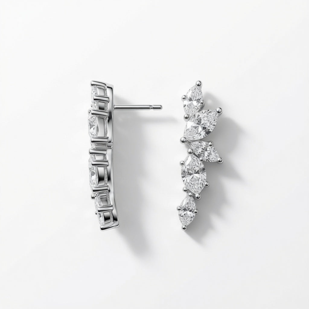 Leaflet Climber Studs – post and backing detail | 925 Sterling Silver Jewelry by Cilhouette