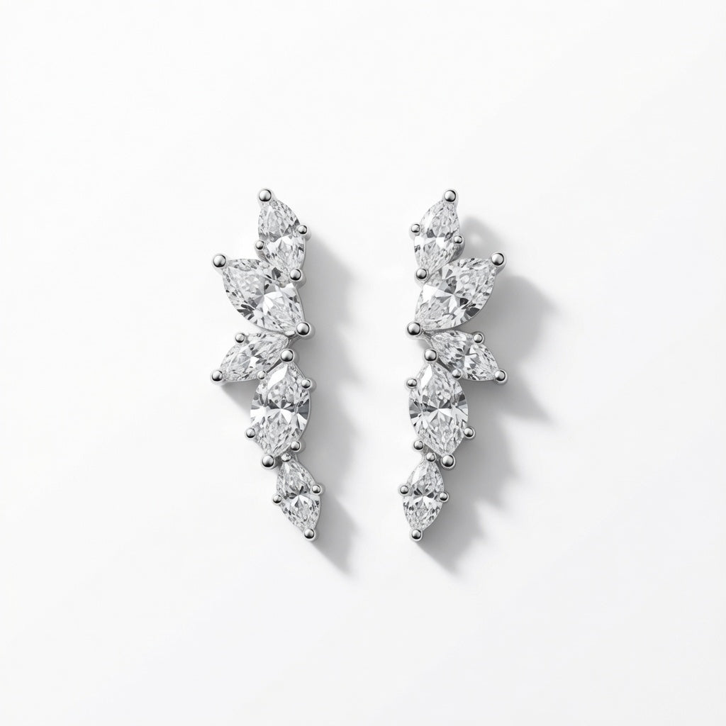 Leaflet Climber Studs | 925 Sterling Silver Jewelry by Cilhouette