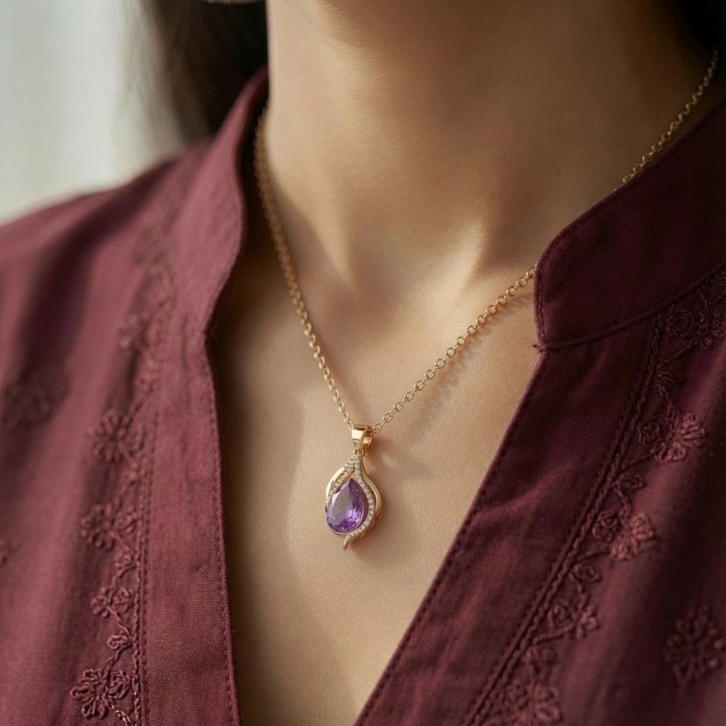 Lilac Flame Pendant | 925 Sterling Silver Jewelry by Cilhouette