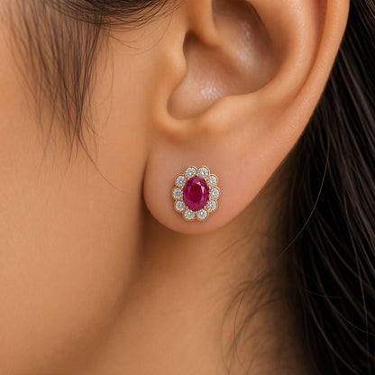 Oval Halo Earrings – close-up detail | 925 Sterling Silver Jewelry by Cilhouette