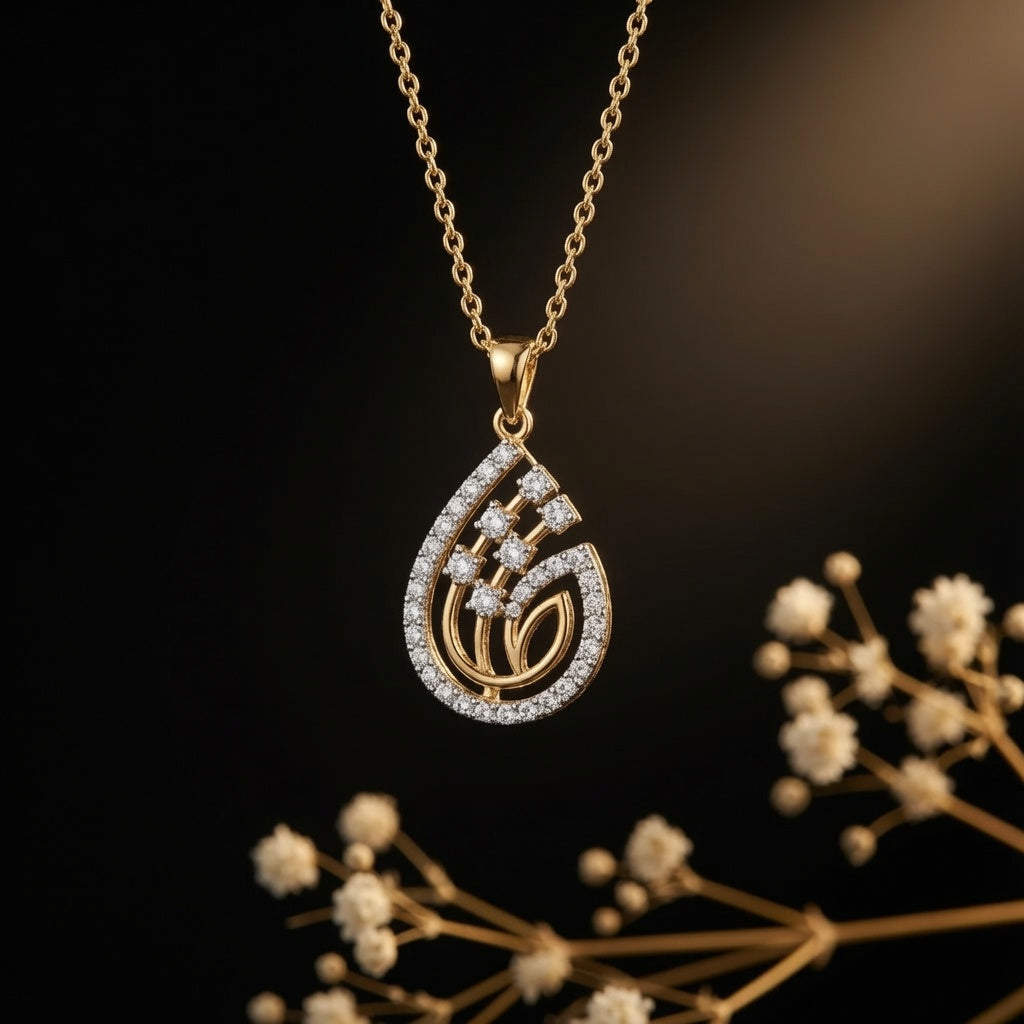 Paisley Bloom Pendant – on black background | 925 Sterling Silver Jewelry by Cilhouette