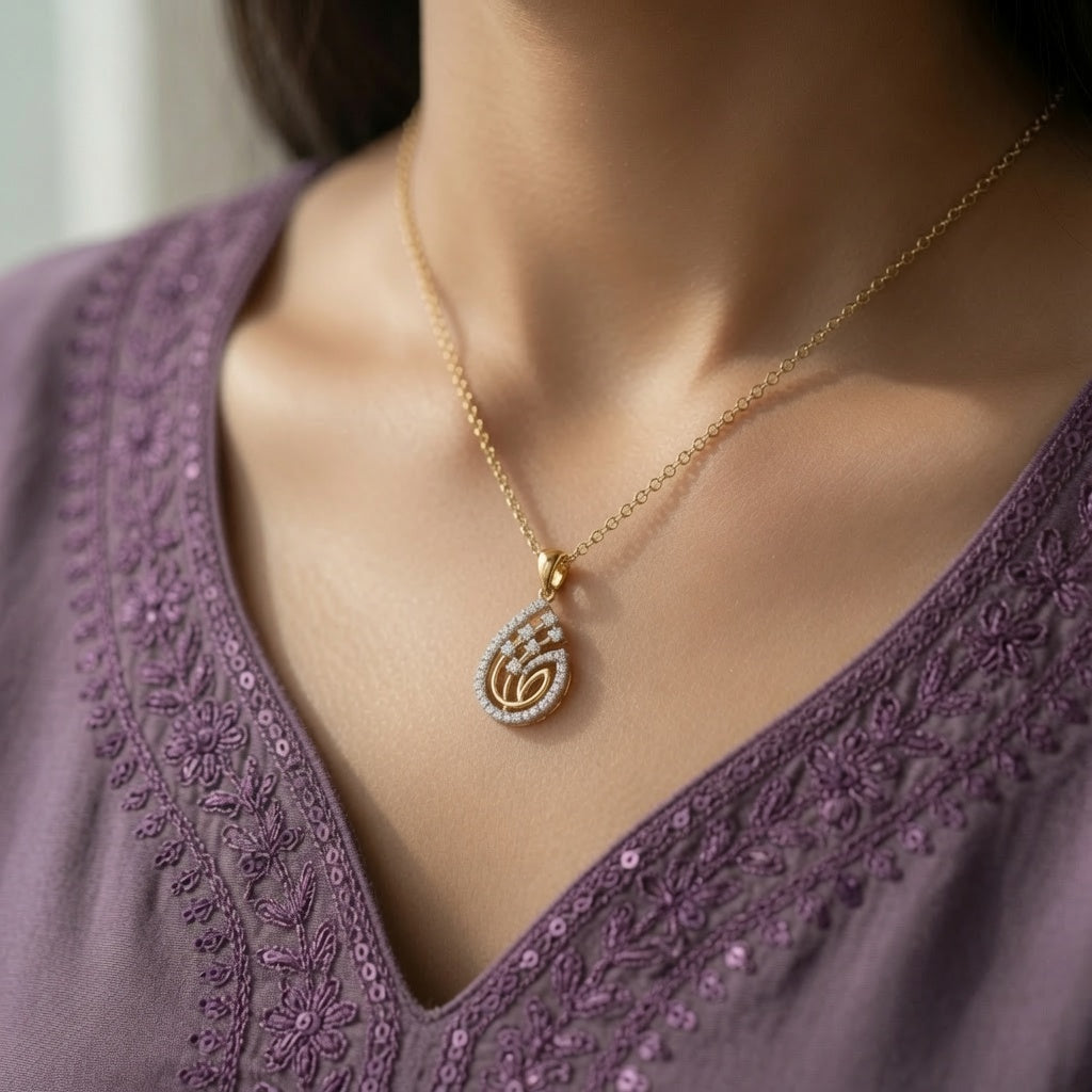 Paisley Bloom Pendant – worn on neck | 925 Sterling Silver Jewelry by Cilhouette
