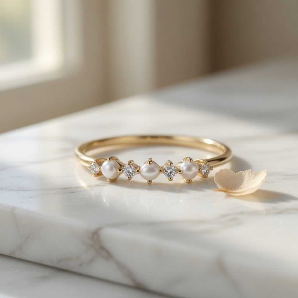 Pearl & Zircon Cluster Ring