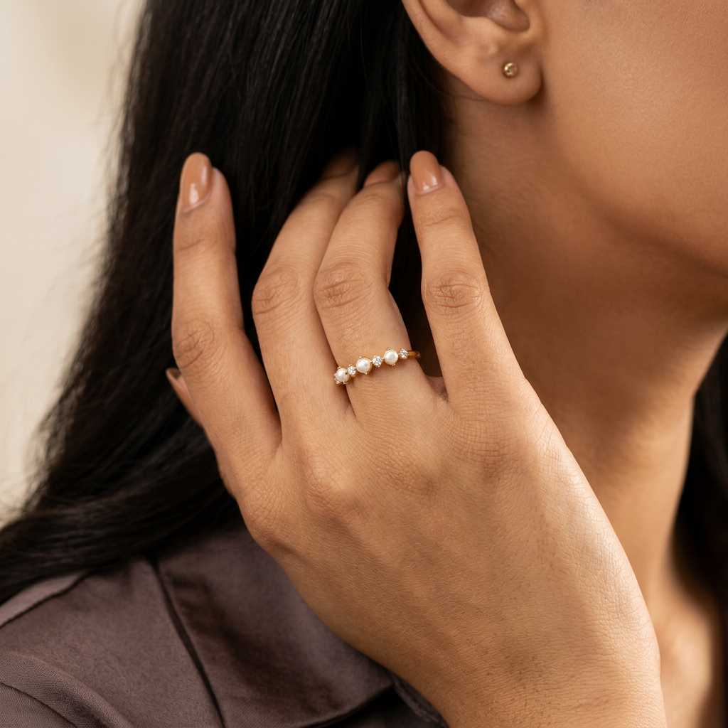 Pearl & Zircon Cluster Ring