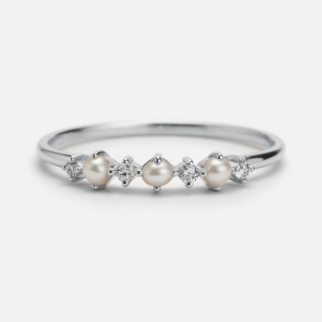 Pearl & Zircon Cluster Ring
