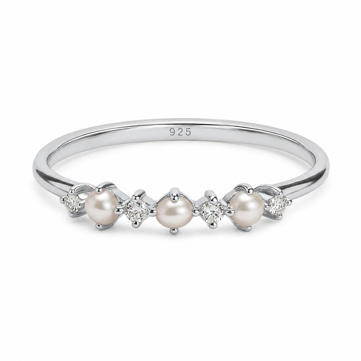 Pearl & Zircon Cluster Ring – silver | 925 Sterling Silver Jewelry by Cilhouette