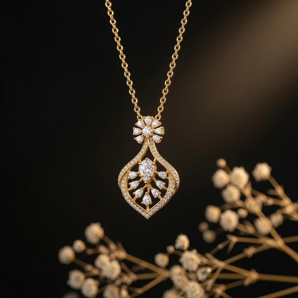 Petal Cascade Pendant – on black background | 925 Sterling Silver Jewelry by Cilhouette