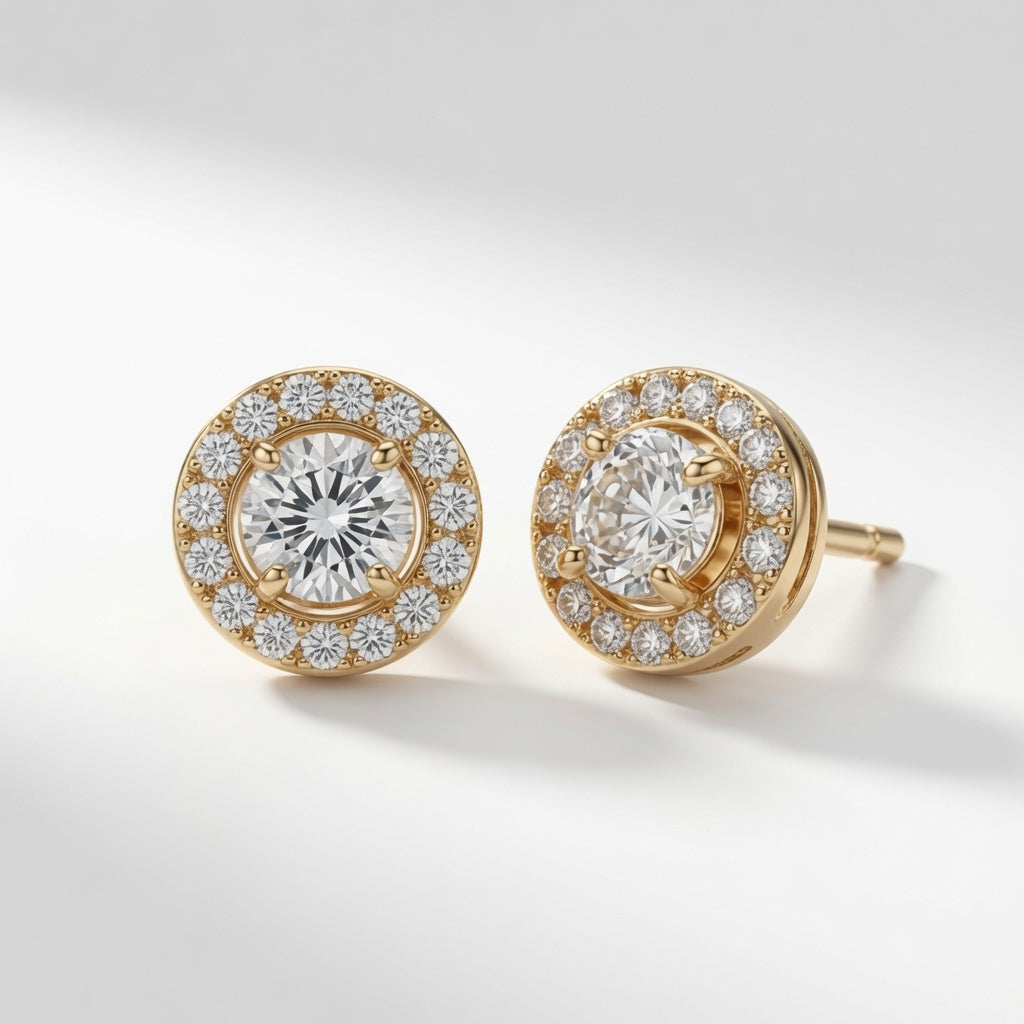 Radiant Halo Studs – gold-plated | 925 Sterling Silver Jewelry by Cilhouette