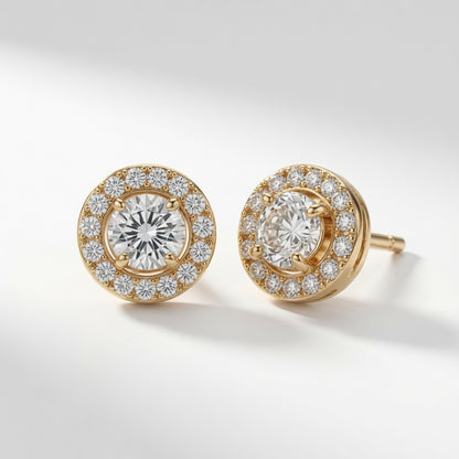 Radiant Halo Studs – gold-plated | 925 Sterling Silver Jewelry by Cilhouette