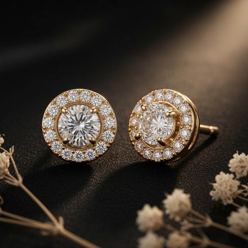 Radiant Halo Studs – styled flat lay | 925 Sterling Silver Jewelry by Cilhouette