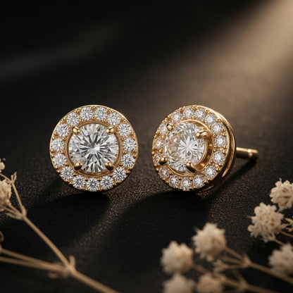 Radiant Halo Studs – styled flat lay | 925 Sterling Silver Jewelry by Cilhouette
