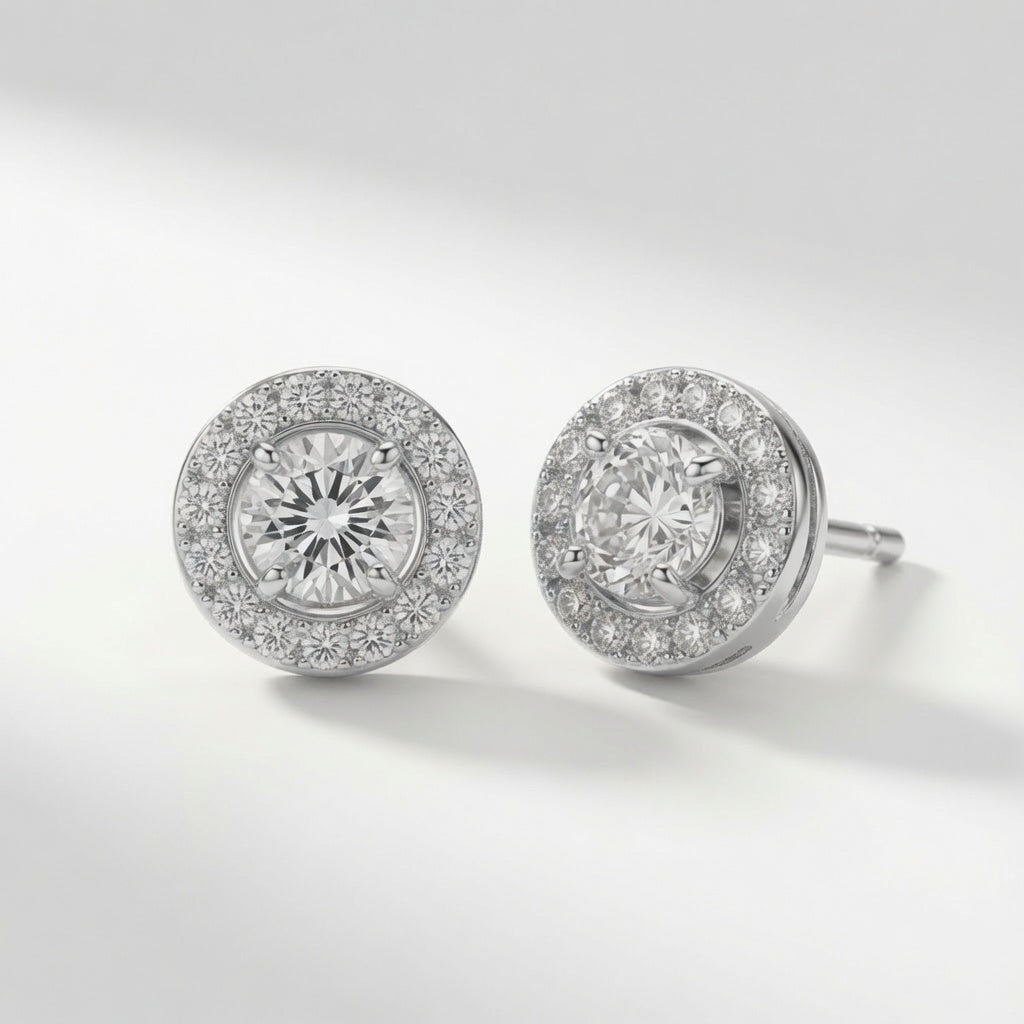 Radiant Halo Studs | 925 Sterling Silver Jewelry by Cilhouette