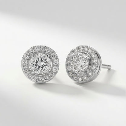 Radiant Halo Studs | 925 Sterling Silver Jewelry by Cilhouette