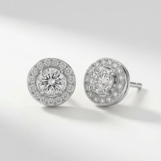 Radiant Halo Studs | 925 Sterling Silver Jewelry by Cilhouette