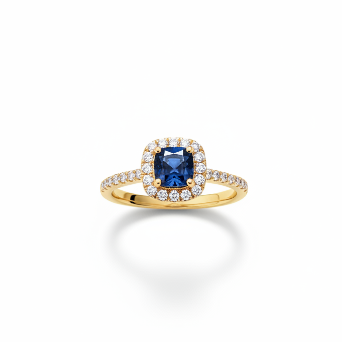Royal Sapphire Halo Ring