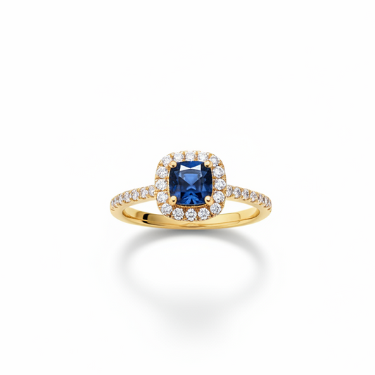 Royal Sapphire Halo Ring