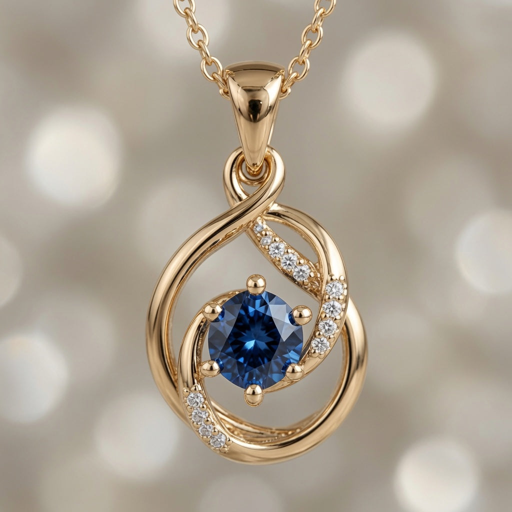 Sapphire Swirl Pendant – close-up detail | 925 Sterling Silver Jewelry by Cilhouette