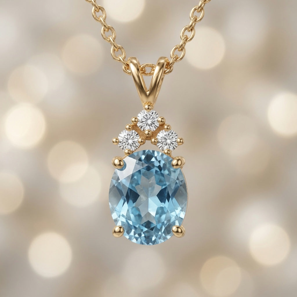 Sky Topaz Pendant – close-up detail | 925 Sterling Silver Jewelry by Cilhouette