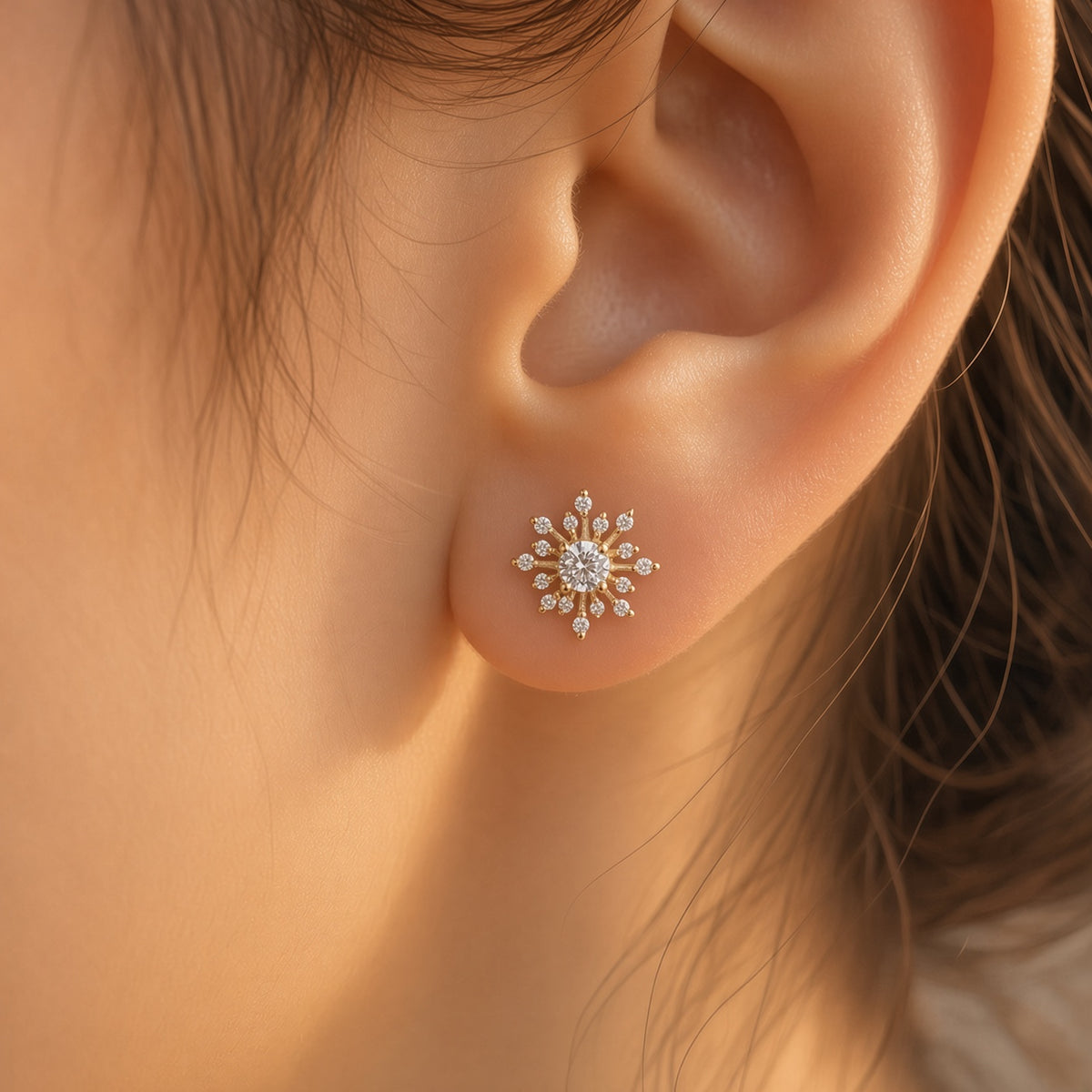 Sparkle Ray Studs – close-up detail | 925 Sterling Silver Jewelry by Cilhouette