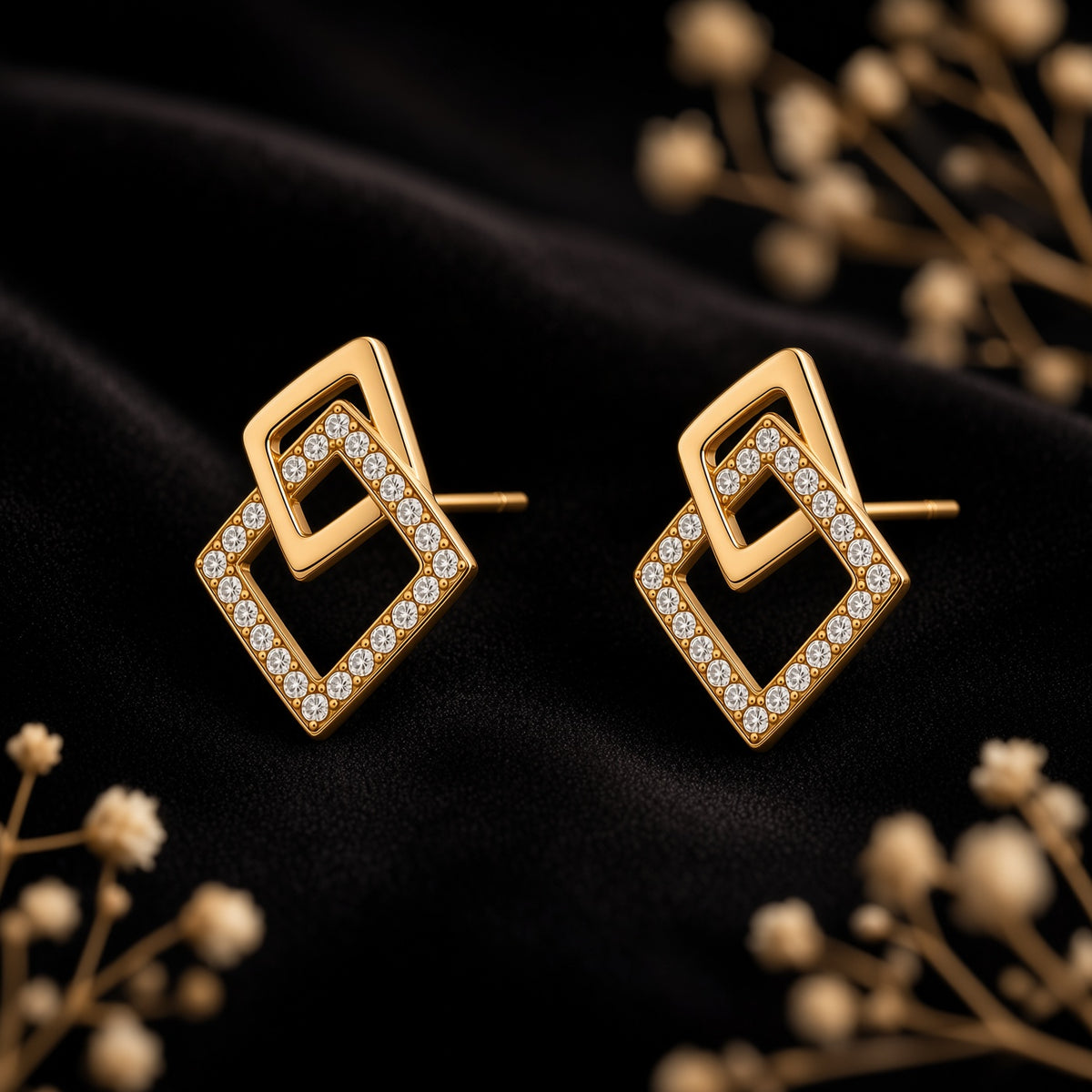 Square Link Earrings – styled flat lay | 925 Sterling Silver Jewelry by Cilhouette