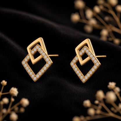 Square Link Earrings – styled flat lay | 925 Sterling Silver Jewelry by Cilhouette