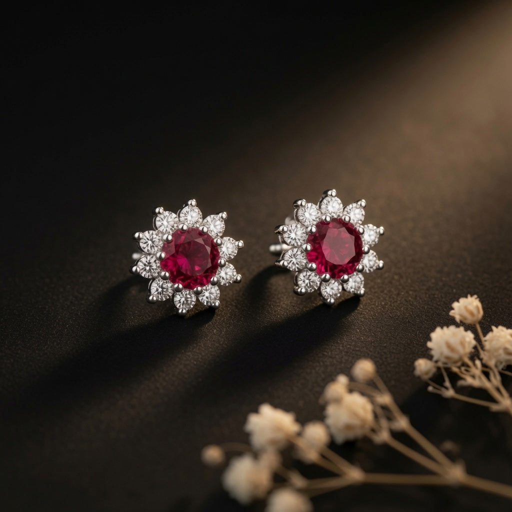 Sunburst Halo Studs – styled flat lay | 925 Sterling Silver Jewelry by Cilhouette