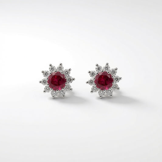 Sunburst Halo Studs | 925 Sterling Silver Jewelry by Cilhouette